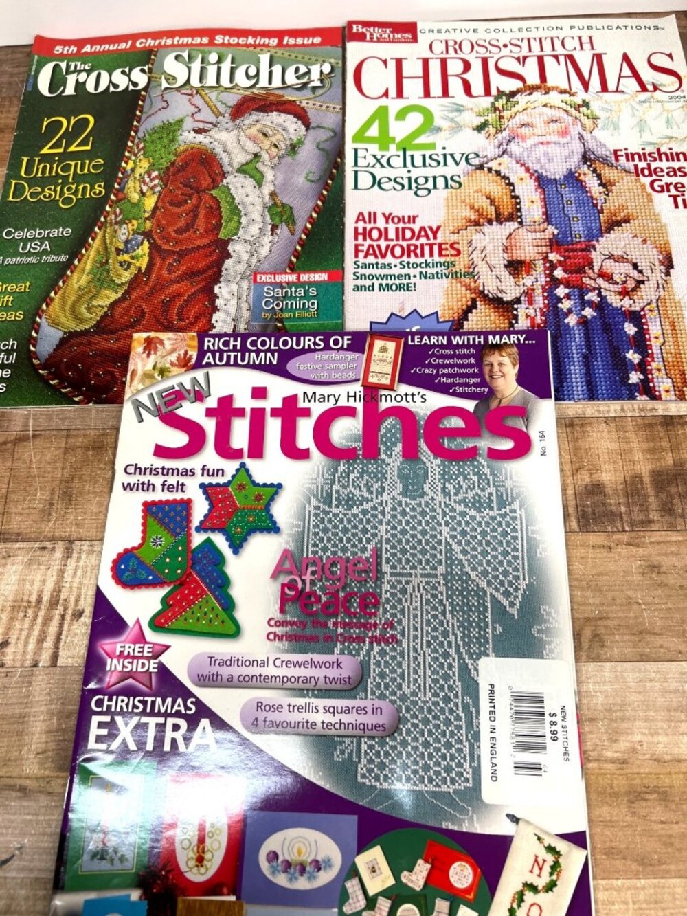 3 Christmas-Themed Cross-Stitch Pattern Magazines